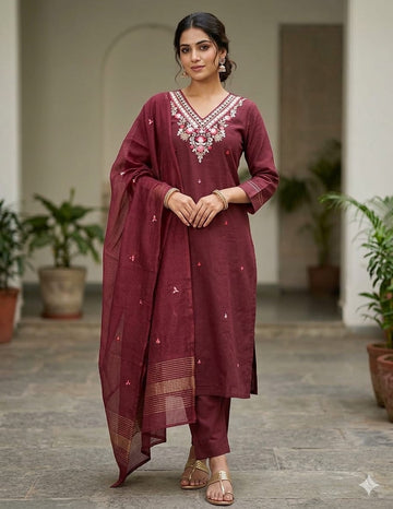 Wine Linen Handworked