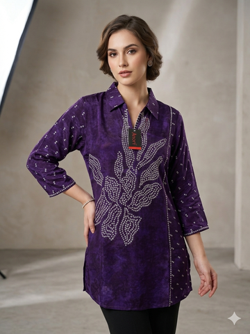 Bandhani Crepe silk Top