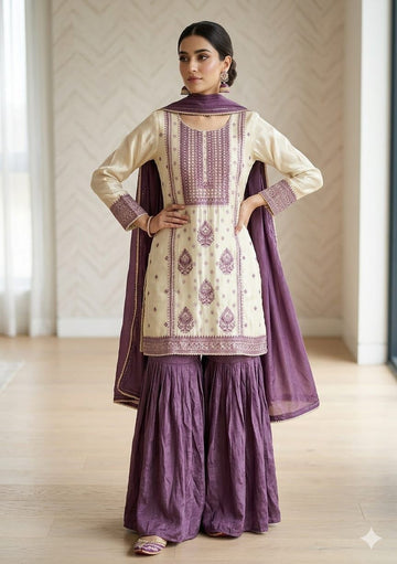 Purple sharara set