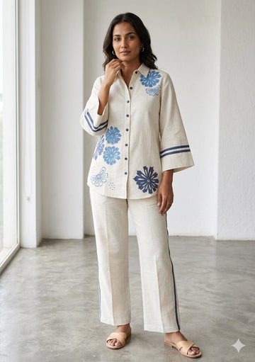 The Indigo Bloom Shirt-Set